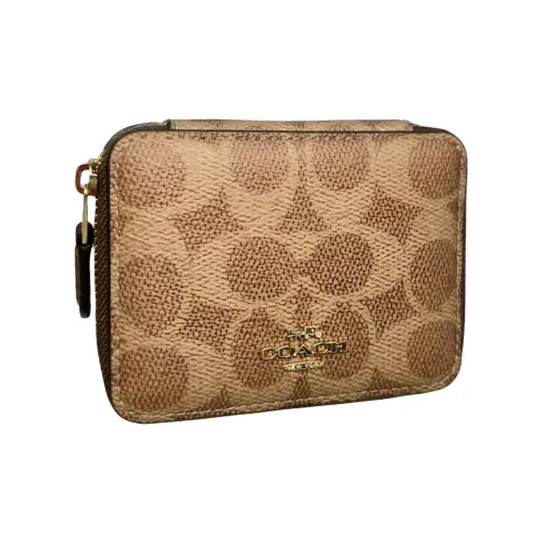 COACH Покрытый холст с кожаными вставками сумка для путешествий сумка для хранения женская коричневый и коричневый