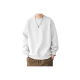 Белый свитшот с круглым вырезом, с флисовой подкладкой