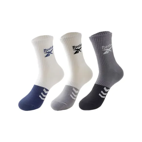 Reebok [3 упаковки] Черный Серый Синий Мужские носки MID до икры