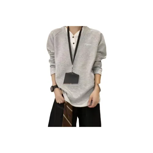 PODGORNOI Светло-серый С подарками Съемный Металл Этикетка Мужской Свитшоты