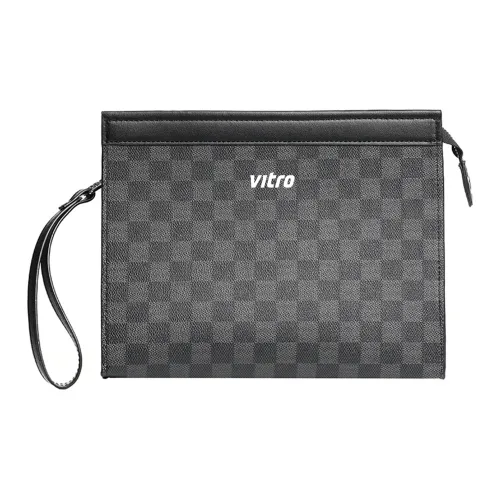 VITRO PVC клатч стандартный унисекс черный клетчатый клетчатый кофейный узор тисненый черный