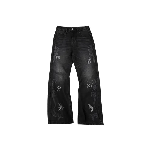 MR.ENJOYDA MONEY JoJo's Bizarre Adventure Collaboration Черный Унисекс Джинсы