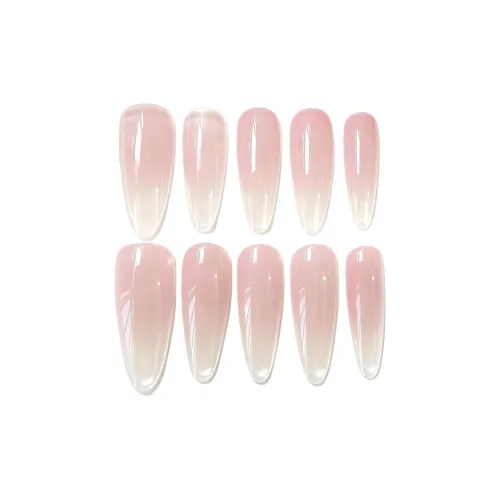 Stubborn Простой Белый Hot Water False Nail Coquette Style Detachable MID Длина (Length) Almond Oval Nude Gradient