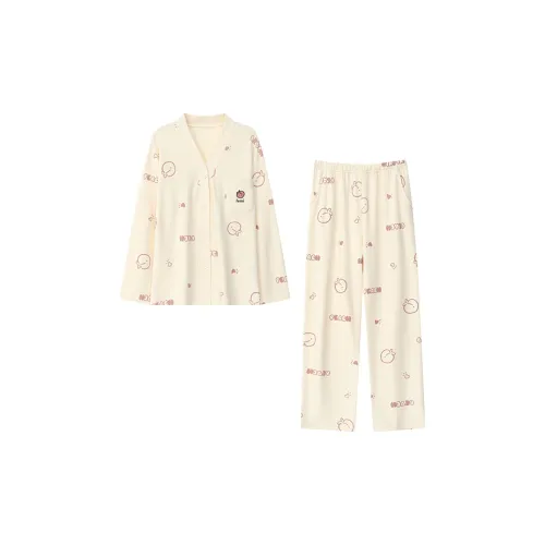 MIIOW Медовый Персик С принтом 100% хлопок Антибактериальный Женский комплект пижам