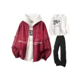 Бордовый + Повседневный Свитшот + Черные Штаны