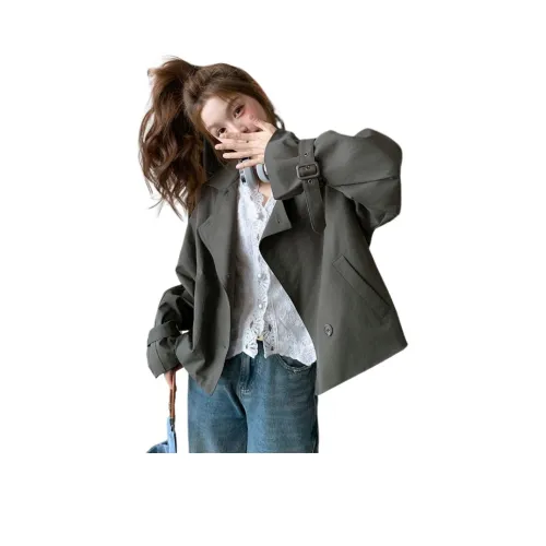 GOSO Армейский зеленый укороченный тренч для женщин