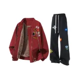 Бордовый + Черный Спортивные штаны