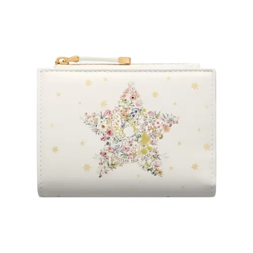 DIOR Георгин Коровья кожа Кошелек Женские Молочный белый