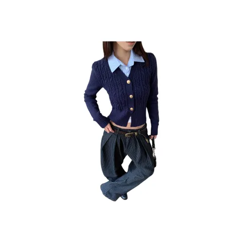 GUOZHEN Темно-синий синий женский трикотаж