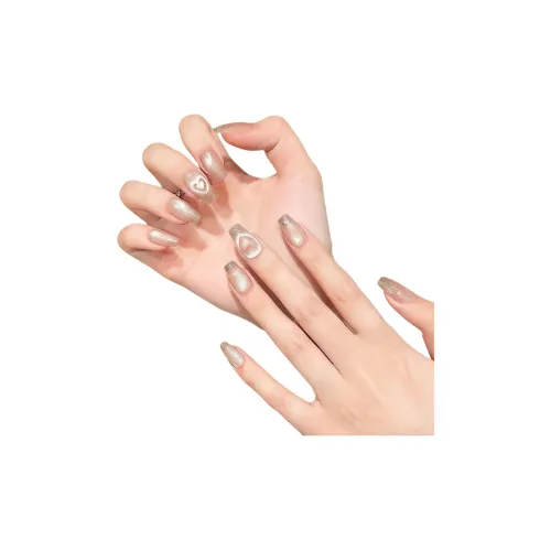 Yun Yue Joe Beating Heart Кошачий глаз False Nail Средний LADDER And Короткий LADDER Телесный Однотонный Coquette 20mm