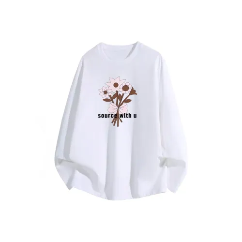 SOURCE WITH U Белый Унисекс T-рубашки