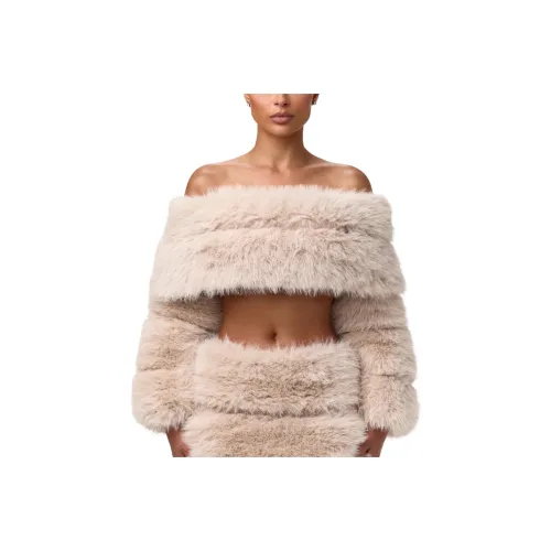 NAKED WARDROBE Утепленный Off Плечо Топ Укороченный Пальто Женские