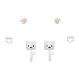 Серьги-гвоздики "Два-Котенок Любовь"