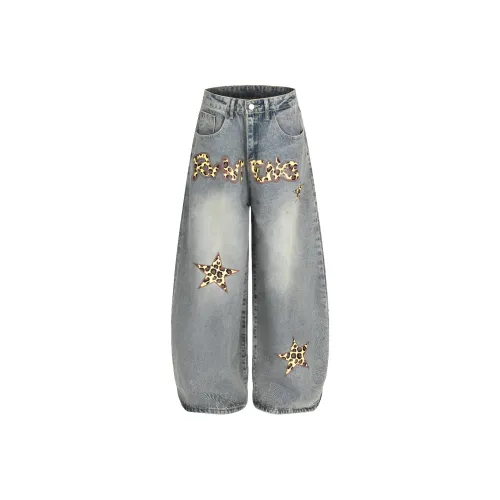 Black Late Промытый синий Унисекс Джинсы