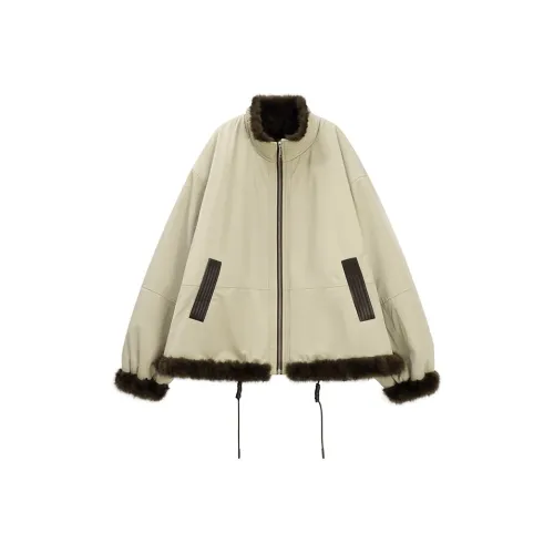 PIANDUAN Кофейный Серый Женский Бархатный Куртка