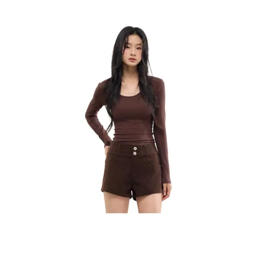 INSLIISA Темно-коричневые женские футболки T