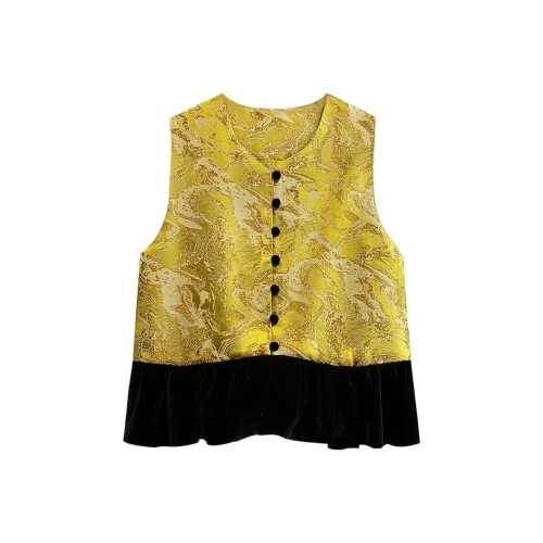 SIBAISHE Золотистый Черный Женские Жилеты