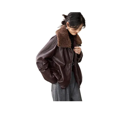 Mo Han Yi Mei Кожа Куртка Женская