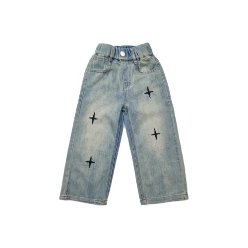 RHOBESAM Модный стиль 373 Четырехугольная звезда Деним Прямой крой Джинсовый синий Детские Джинсы