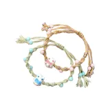 Браслет-шнурок [Lazy Кошка] Синий + Розовый + Случайное Ожерелье