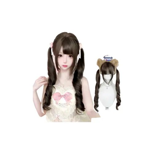 FYOSEE [Фундуковый FUFU] Shaolao Два хвостика Женская парик Высокая температура Пряжа
