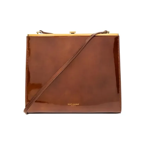 SAINT LAURENT LE ANNE MARIE Лакокожая Сумка через плечо Маленькая Женская Коричневая