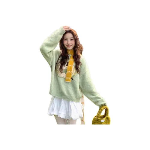 GUOZHEN Зеленый Женский Трикотаж