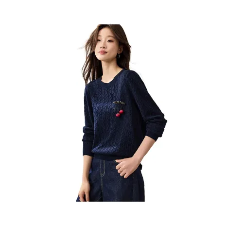 MOHANYIMEI Винтажный синий женский свитер