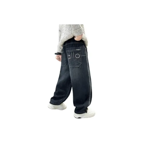 Disney Синий Серый Утолщенные Джинсы для Детей с Подкладкой из Полар Флиса