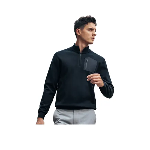 Mr.Bu Черный цвет рояля Мужские Свитера