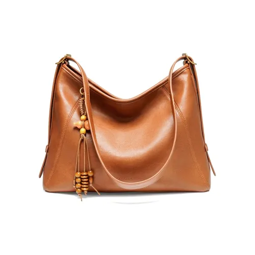 AOKANG Коровья кожа Сумка на плечо Стандартная Женская Сандаловый коричневый Шоколадный Кофейно-коричневый