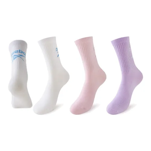 REEBOK [3 упаковки] Белый Розовый Фиолетовый Женские носки MID до икры