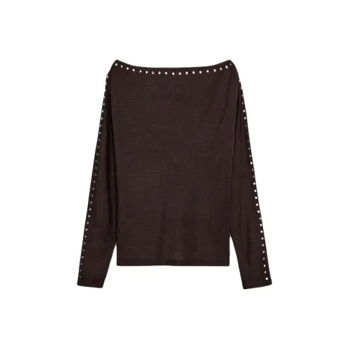 ZARA Темно-коричневые женские футболки T