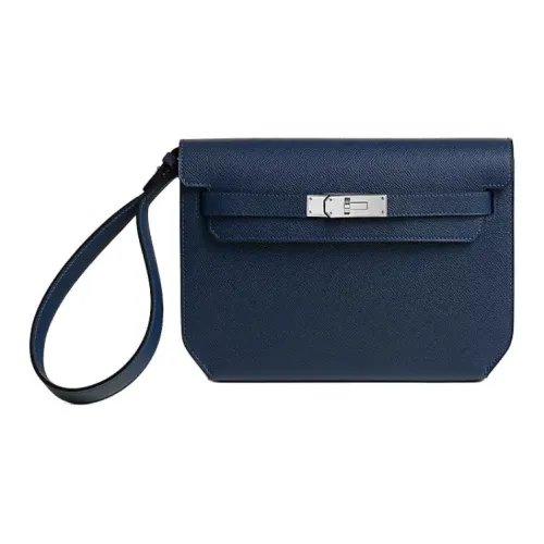 HERMES Kelly Depeches Epsom Телячья кожа Клатч Женский Морской синий
