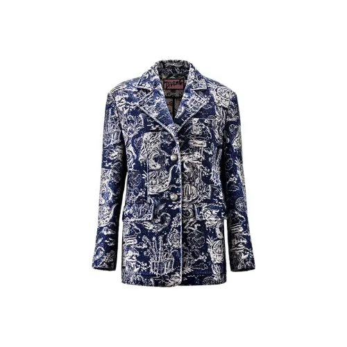 Laurence Chico Деним Бизнес Костюм Пальто Унисекс Синий