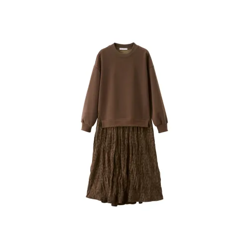 Giordano Длинное платье с длинными рукавами женское