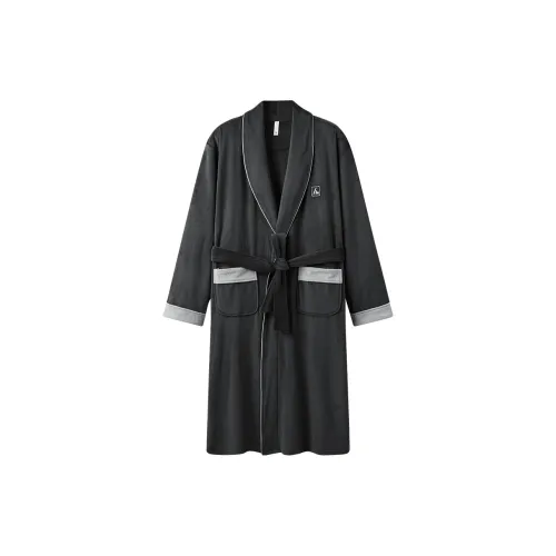 H YXIANG 2025 Осенне-зимний Интегрированный Сон Халат Мужской Классический Премиум Серый