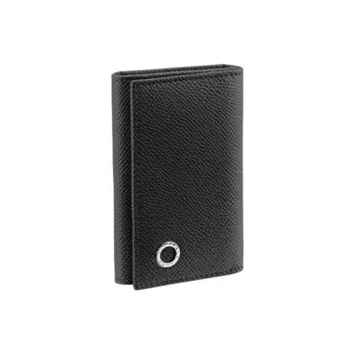 BVLGARI Телячья кожа с текстурой Key Pouch Мужской Черный