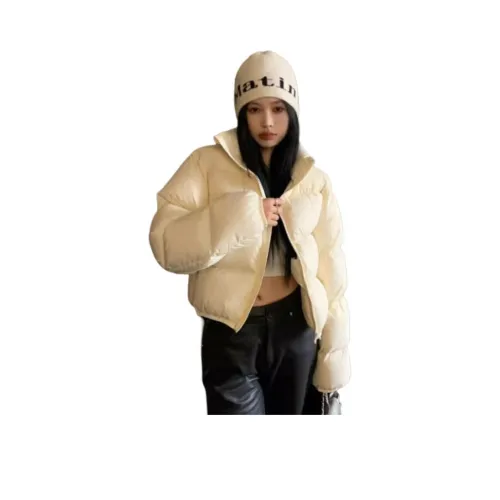 LAKESI Белый укороченный хлопковый пуховик женские пуховики (пуфы)
