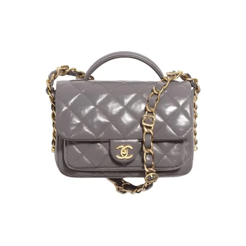 CHANEL Lambskin Сумка через плечо Сумка Mini Женская Серого цвета