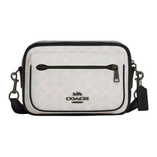 COACH EliasSignature Покрытый холст Сумка через плечо Средний Мужской Мел и Черный