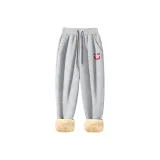 [Экстра Толстый Шерпа] Серый (M22 Удачливый Смайлик Логотип Штаны)