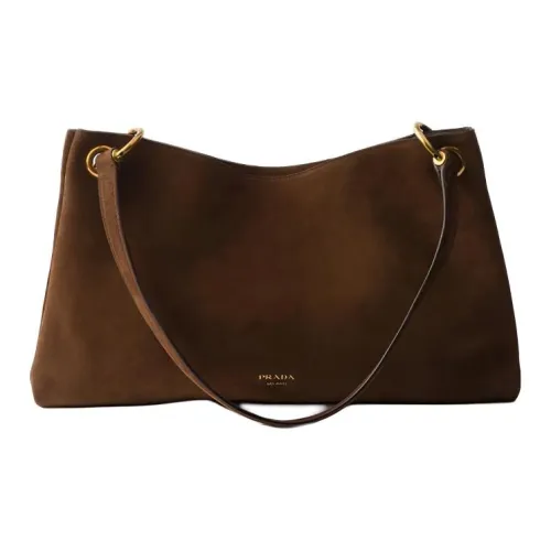 PRADA Etude Телячья кожа Сумка через плечо Большая Женская Темно-коричневая