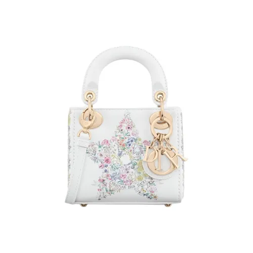 DIOR Lady Dior Телячья кожа Одно плечо Сумка Экстра мини Женская Белая
