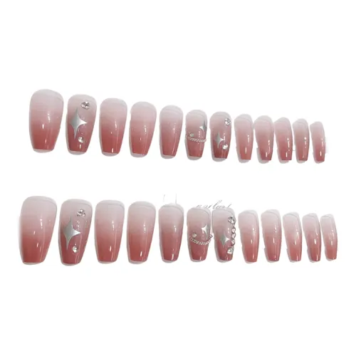 ECOHOME Галактическая Трапеция Длинный False Nail Art Кристальный Отбеливающий Эффект макияжа Средний Трапеция LADDER Красный Смудж Флэшинг