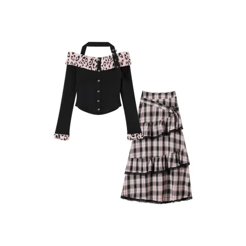 FABRIC PIG Черный топ + Длинная юбка Женские комплекты с юбкой