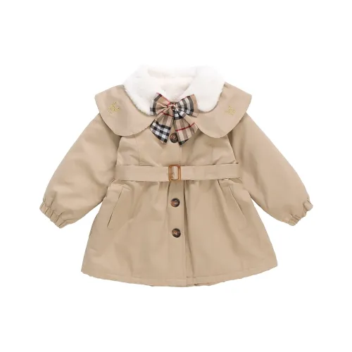 RHOBESAM MU Tong COTTAGE Флис с подкладкой Бант Тренчкот 1 Хаки Детские Куртки