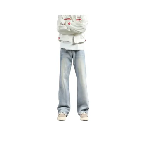 GMTK Светло-синие джинсы с эластичным поясом для мужчин