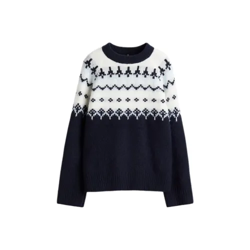 H M Морской Синий Белый Женский Трикотаж