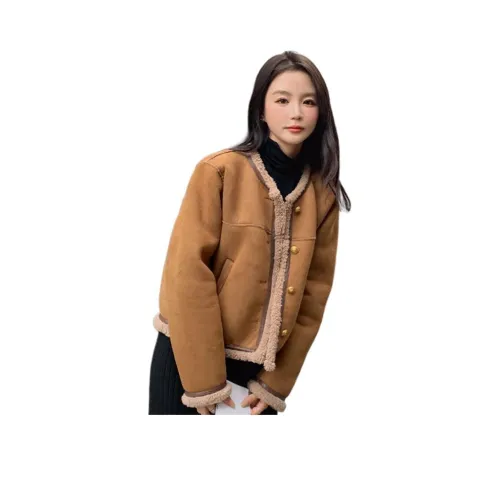 GUOZHEN Коричневый Женский Куртки